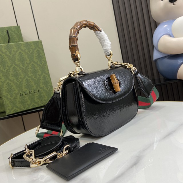 gucci專櫃新款原廠皮手袋 古馳GucciBamboo1947系列小號竹節手提包 jcp2165